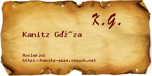 Kanitz Géza névjegykártya